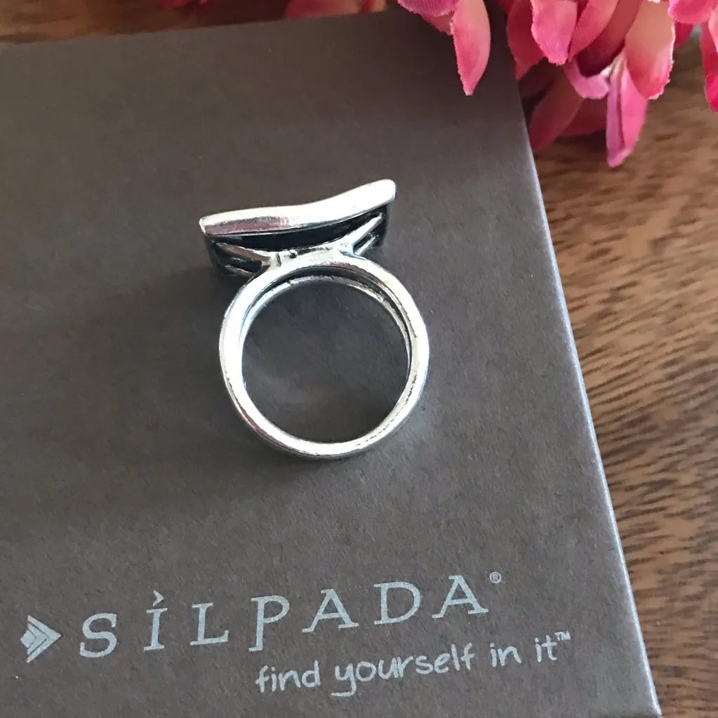 Silpada Square Hammered Sterling Silver Ring 7.5 - Image 5