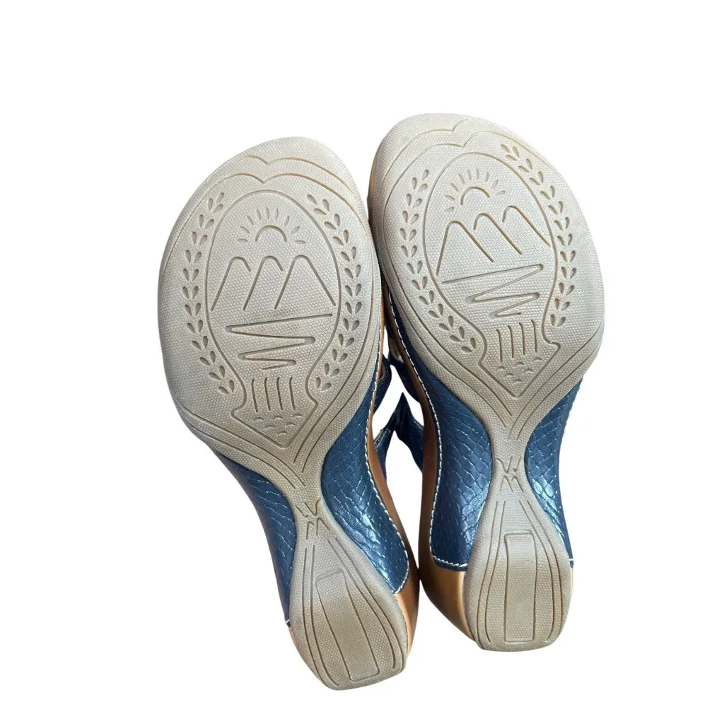 Rialto Womens synthetic Navy Blue Slide Wedge Sandals Sz 6M SKU 9495 - Image 5