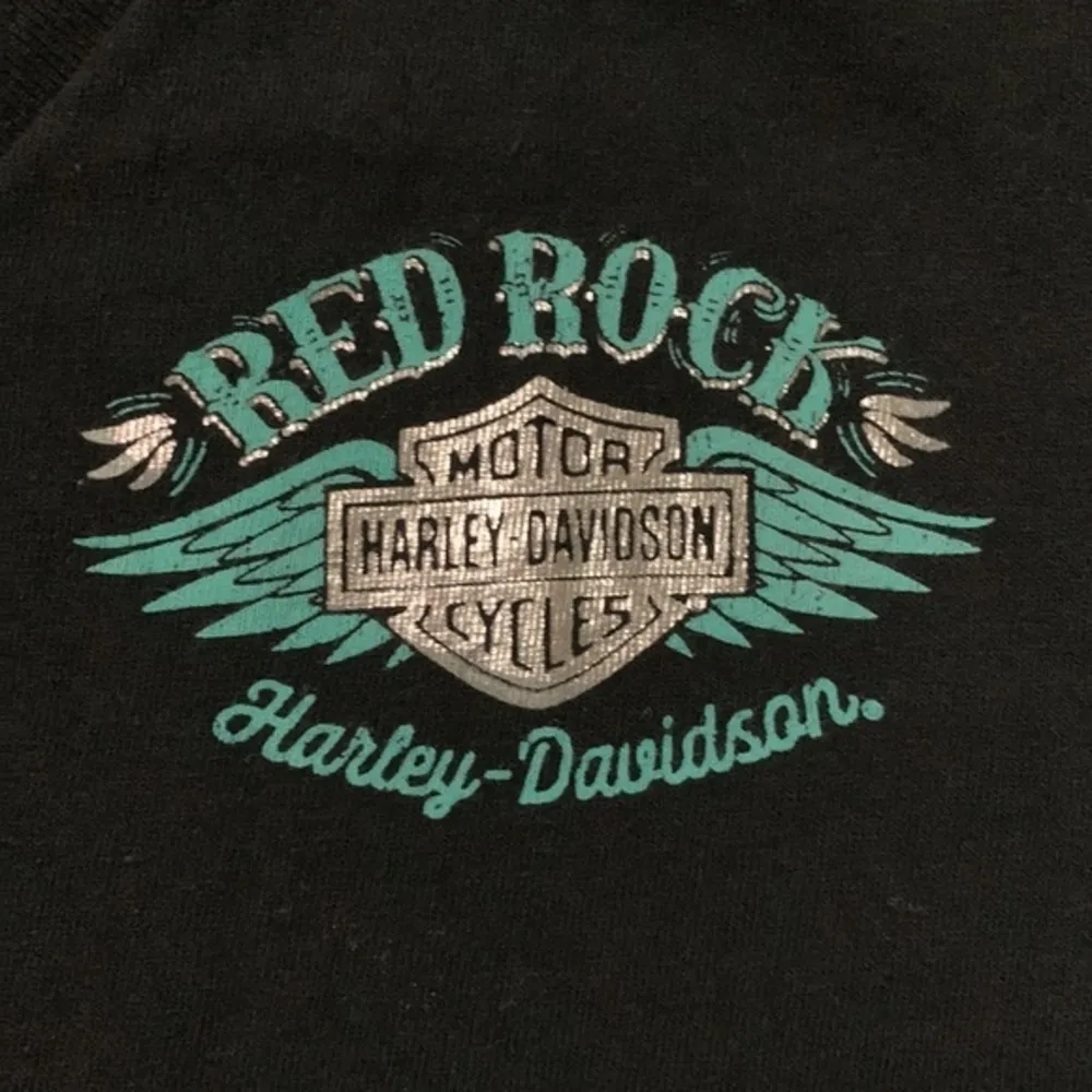 Harley Davidson Black Teal Red Rock Las Vegas Graphic Shirt Size Med EUC #0401 Green - Image 4