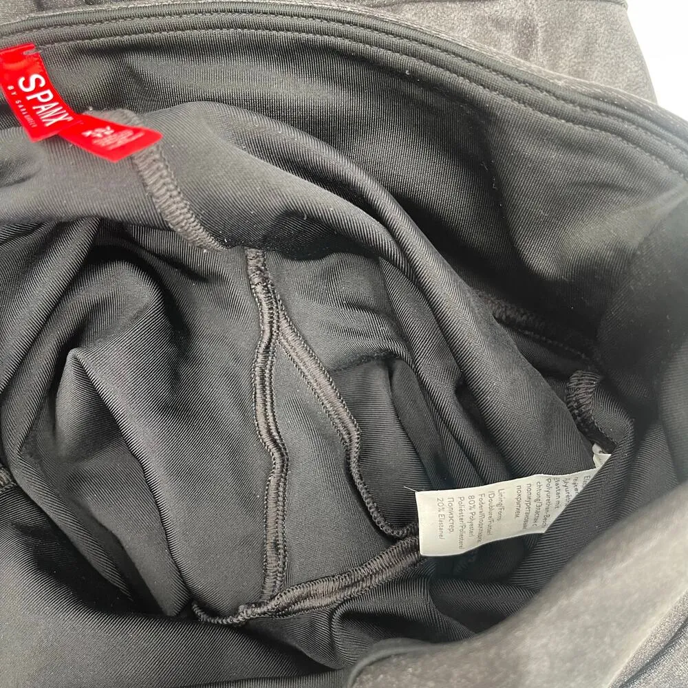 SPANK Faux Leather Leggings Extra Small Moto Black Shimmer Vegan Textured - Image 12