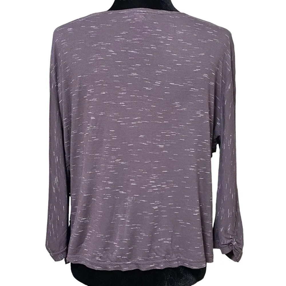 Hanna For La Journee Gray Purple Ruched Lagenlook Stretch Wool Top Size 2 Size M - Image 4