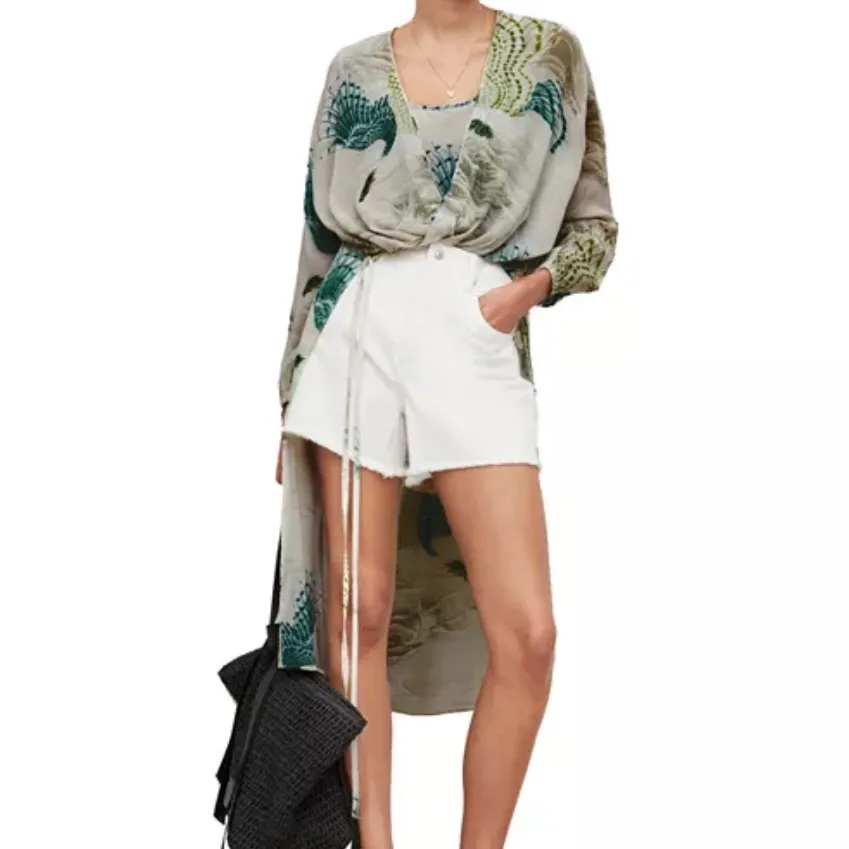 ALL SAINTS Avala Ngaru Draped High Low Top NEW soft green long sleeve boho - Image 4