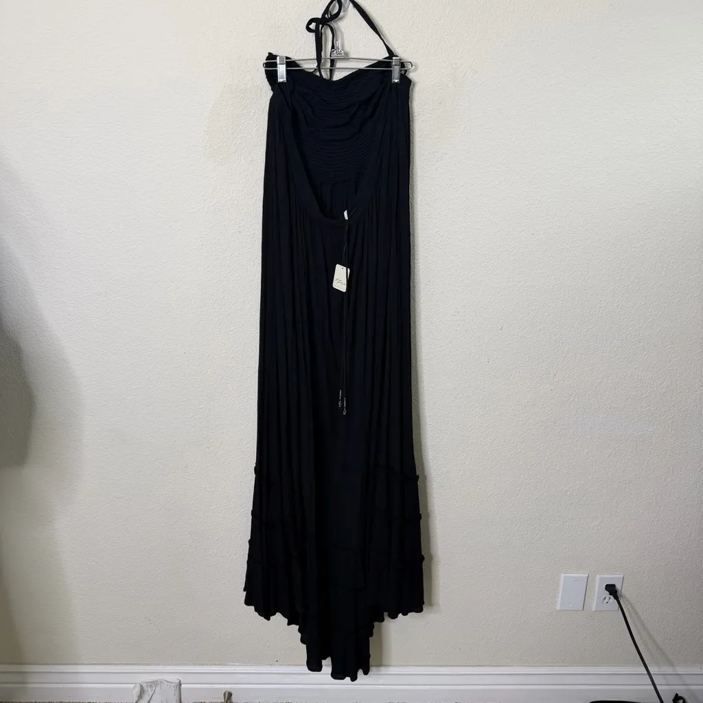 NWT Free People Extratropical Smocked Halter Cutouts Back Maxi Dress Size L - Image 7