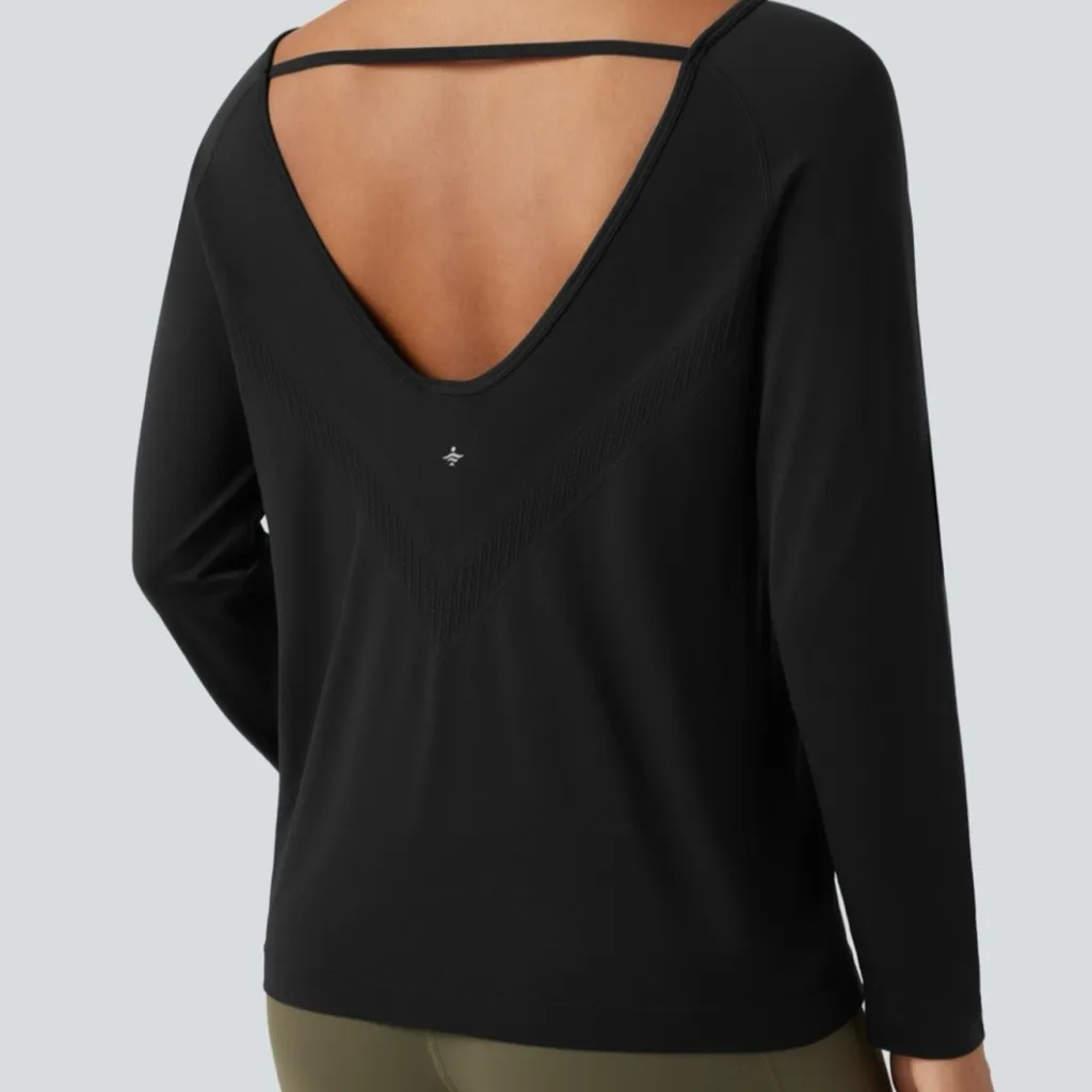 HALARA Elegant Black Long Sleeve Top - Image 2