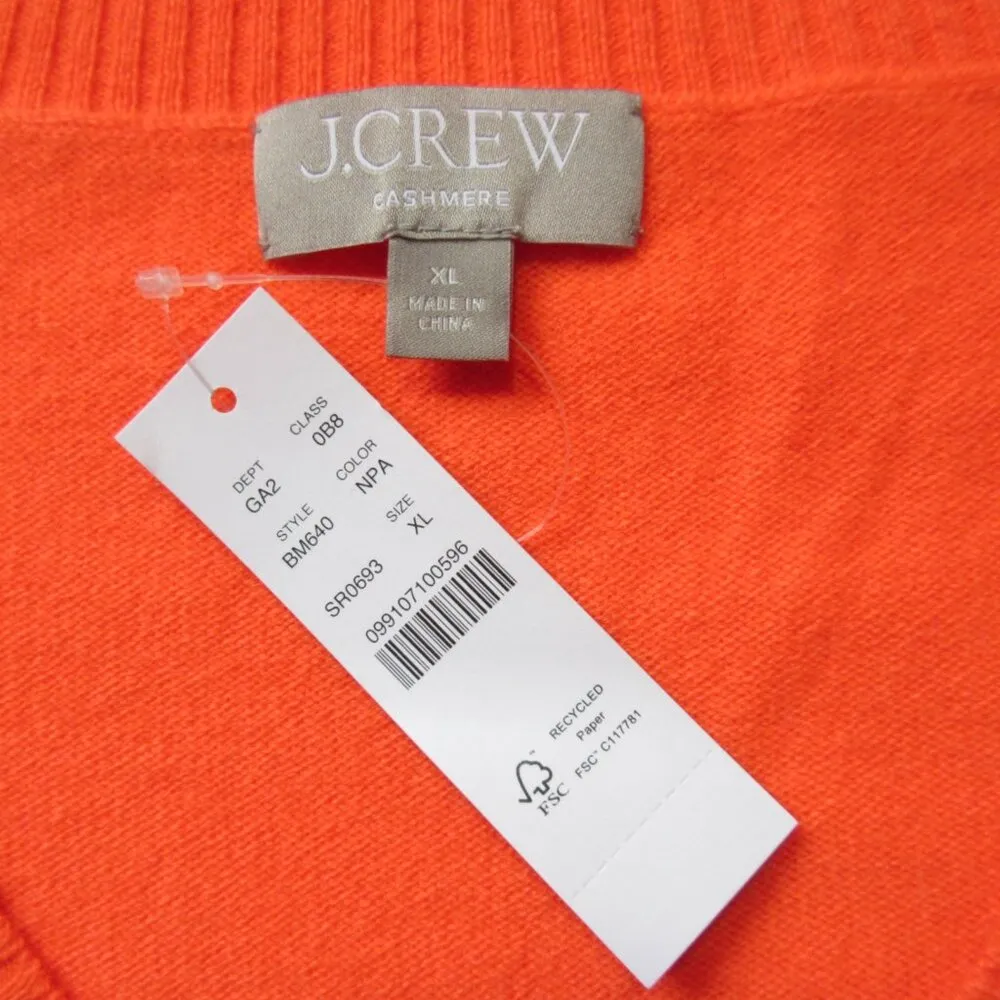 NWT J.Crew Cashmere Shrunken V-neck Sweater in Neon Papaya Orange Pullover XL - Image 4