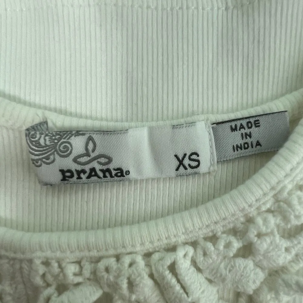 Prana Organic Cotton Crochet Cottage Coquette Beach Garden Women's Tank Top XS - Image 2