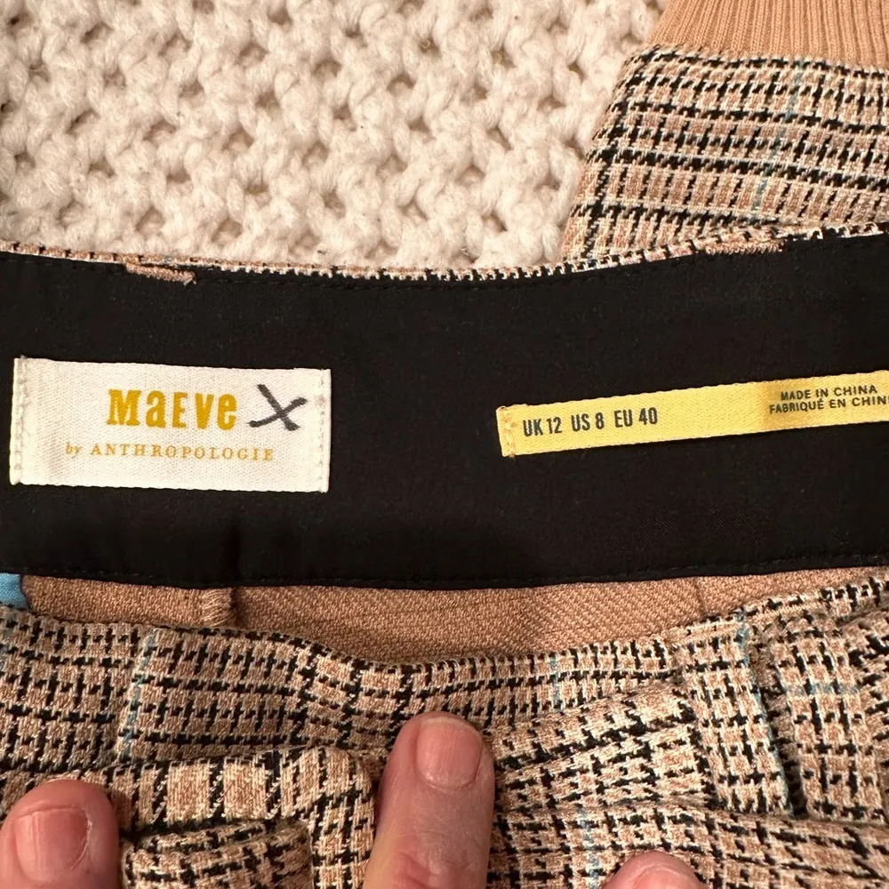 NEW Anthropologie Maeve Plaid Cuff
Leg Pants Womens Size 8 with Belt - Image 9