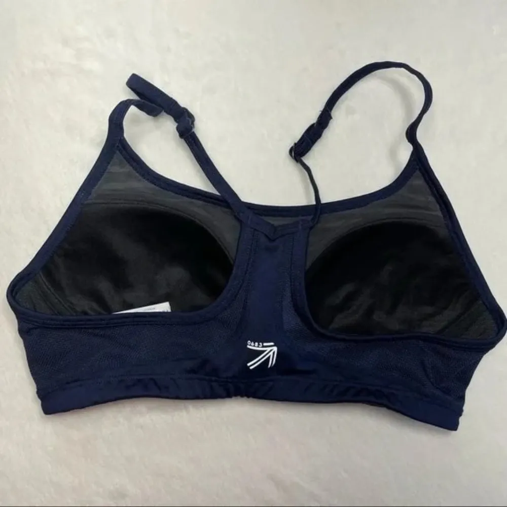 New Balance x J. Crew Navy Blue White Striped Sports Bra Sz Small 32AB-34A 0683 - Image 4