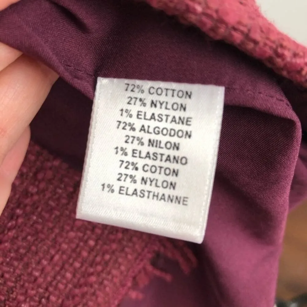 Worth New York Burgundy Tweed & Fringe Sheath Sleeveless Dress 8 Career Red - Image 8