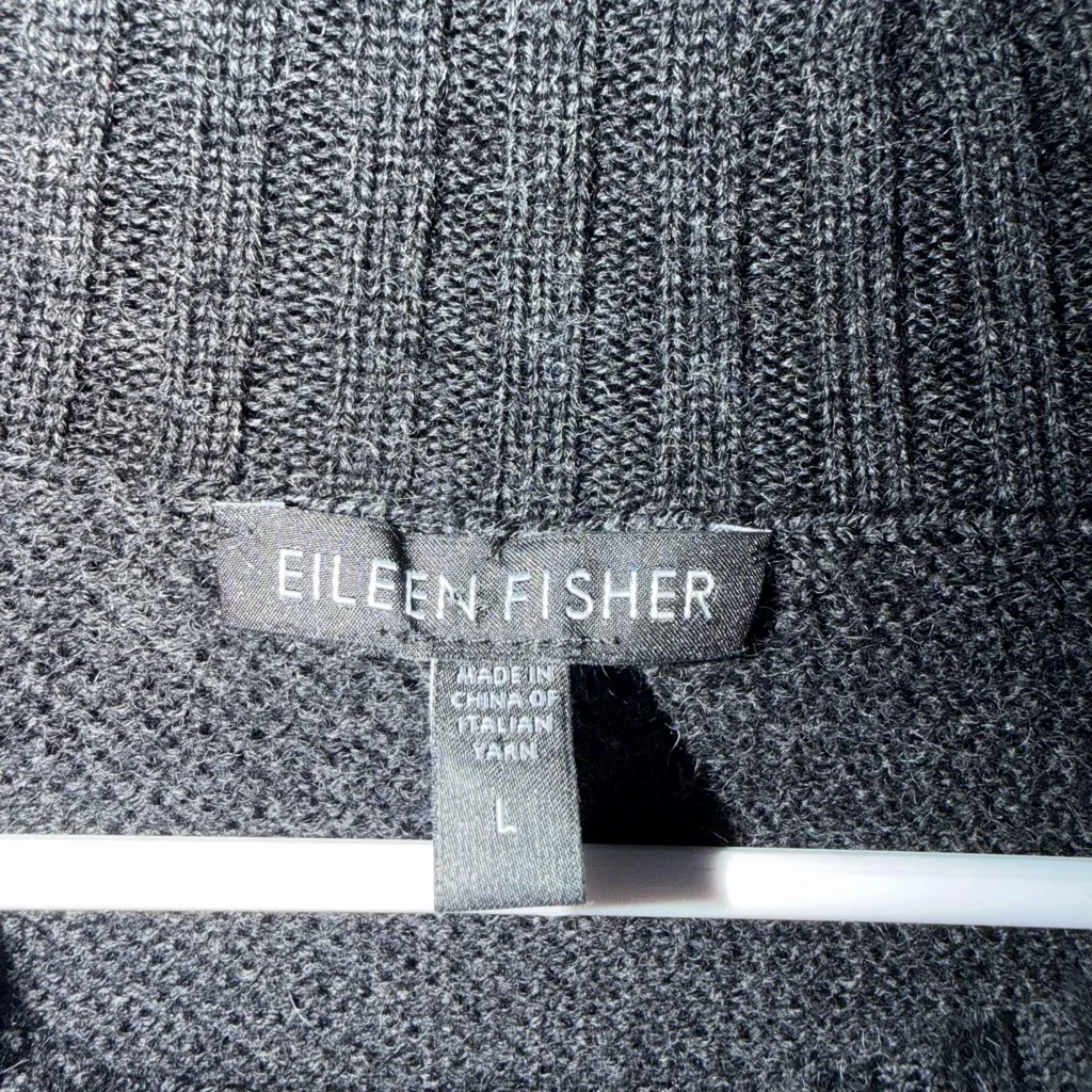 Eileen Fisher Merino Wool Sweater Dress Turtleneck Short Sleeve Gray L Capsule - Image 4
