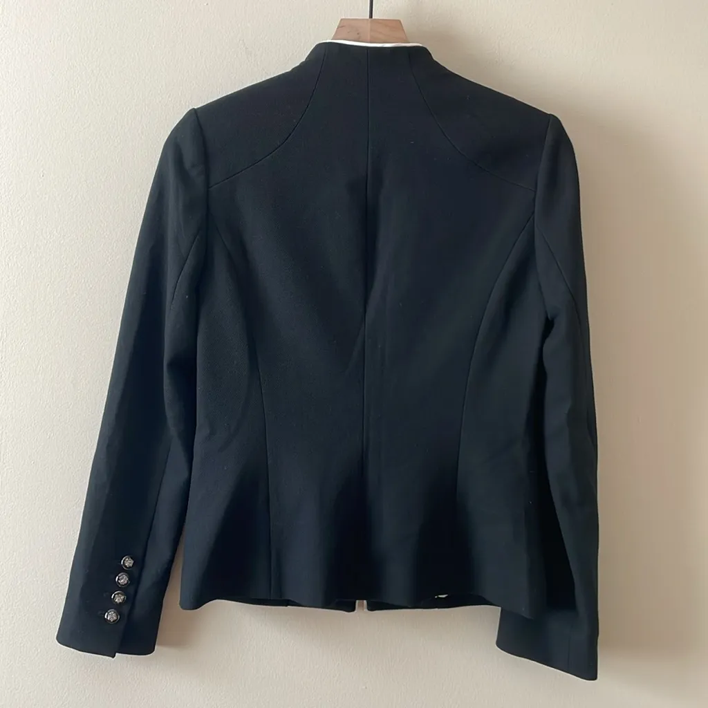 WHITE HOUSE BLACK MARKET WHBM Piped Contrast Blazer Black White Trim Size 2 NWT - Image 5