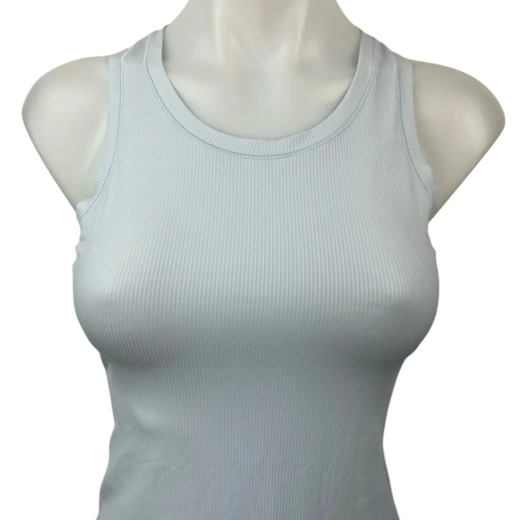 Organic Basics Light Blue Ribbed Sleeveless Racerback Bodysuit Tank Top Size L Size L - Image 3