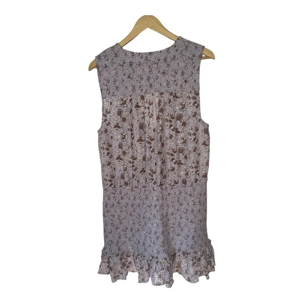 Veronica Beard Cox Lavender Floral Print Sleeveless V-Neck Smocked Mini Dress XL - Image 4