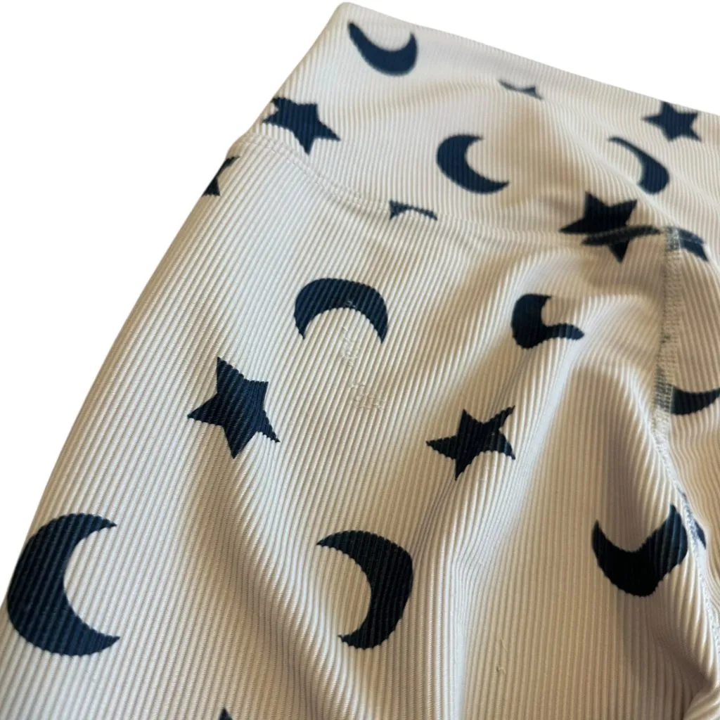 Beach Riot Sport Cream Ribbed Leggings Moon Star Print Stretch Athletic Medium - Image 8