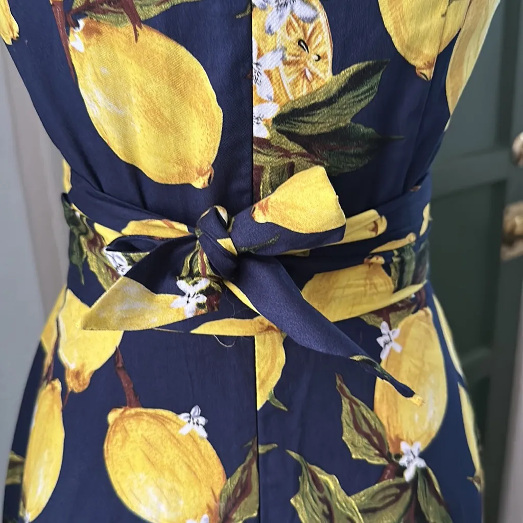 Lemon print dress Blue - Image 6