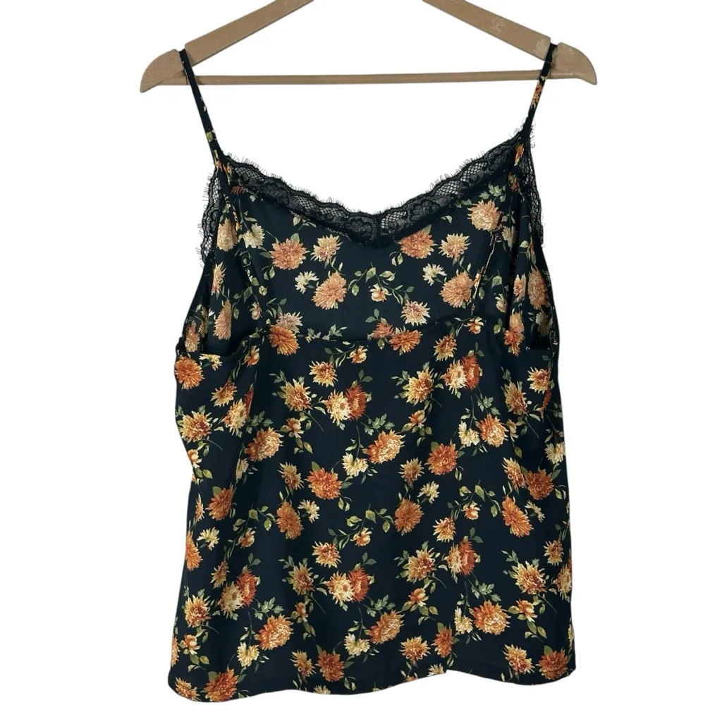 Forever 21 Floral Lace Cami Top Womens 0X Black Orange Boho Cottagecore Fall - Image 3