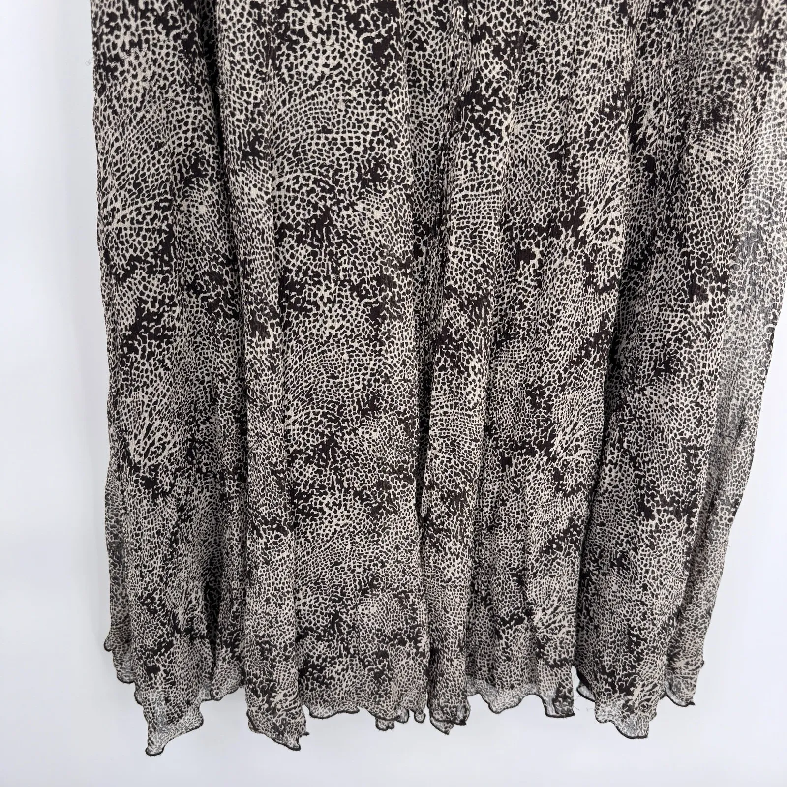 Vintage Y2K Silk Forest Fairy Jones New York Midi Skirt Womens 8 Brown Lined - Image 3