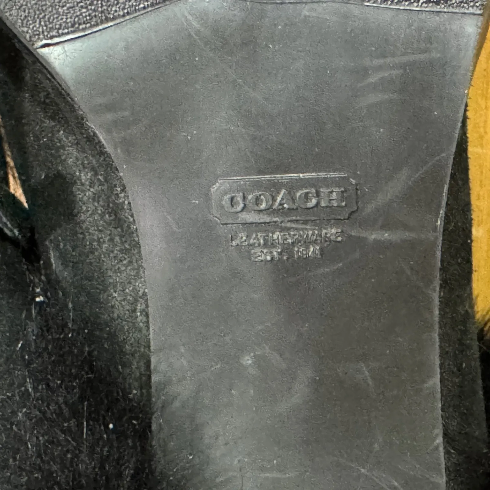 Vintage Coach Kristy Black Suede Fur Trim Lace Up Heeled Mules Size 11 - Image 13