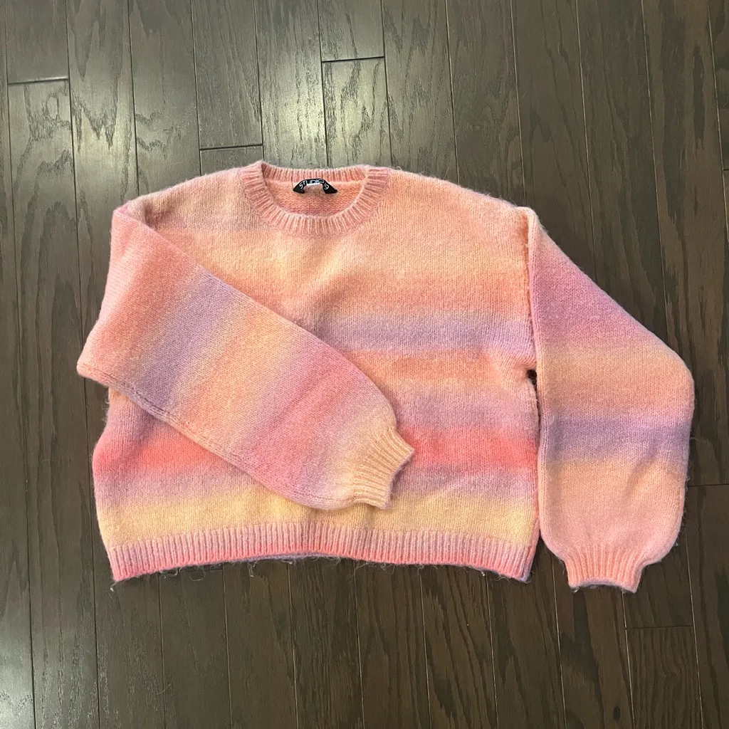 Studio Pastel Striped Women's Sweater Pink Size L - Image 2