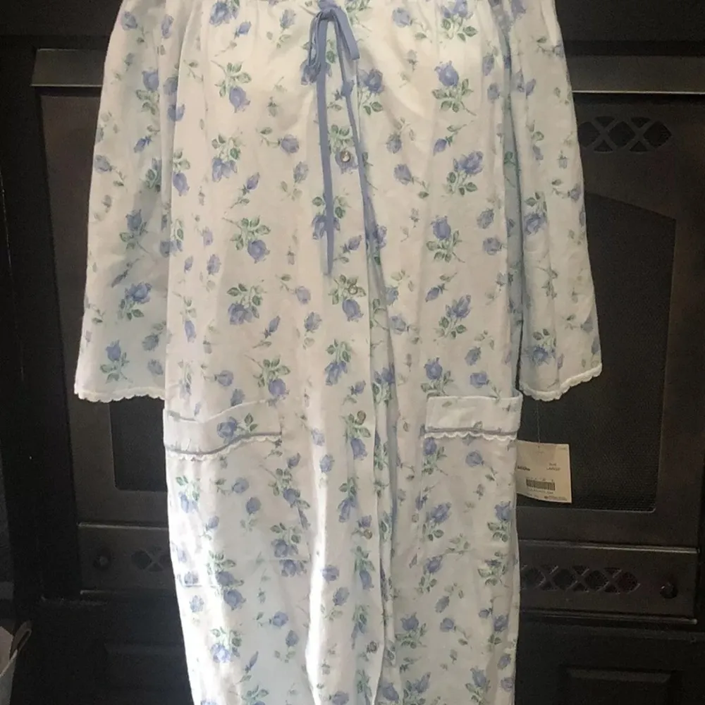 Carriage Court Nightgown Housecoat Vintage NWT Blue Rose Lace Size Large Sears - Image 9