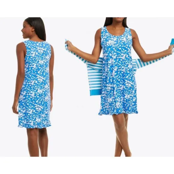 Draper James | Grace and Charm Floral Ruffle Nightgown | Blue Shadow | Sz S/M - Image 2