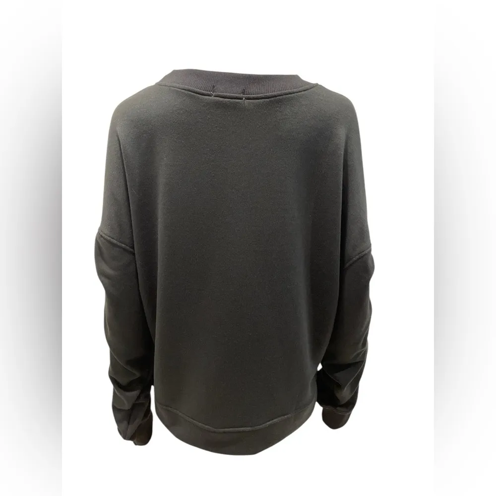 Women's Black Sweatshirt with Button Detail Gray - Image 3