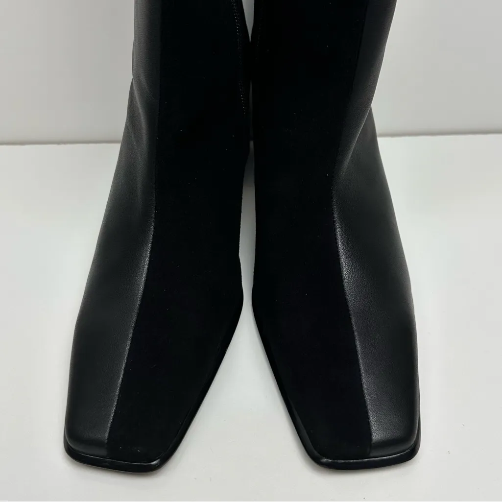 Intentionally Blank TGIF Tall Black Leather Suede Boots Size 8 - Image 5