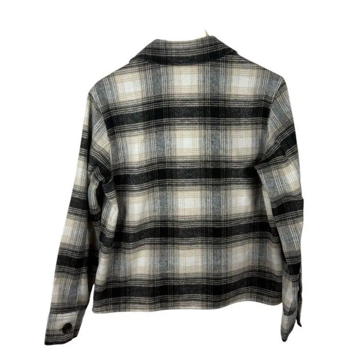 Steve Madden BB Dakota Women’s Boxy Plaid Shacket Ivory/Black Size M - Image 4