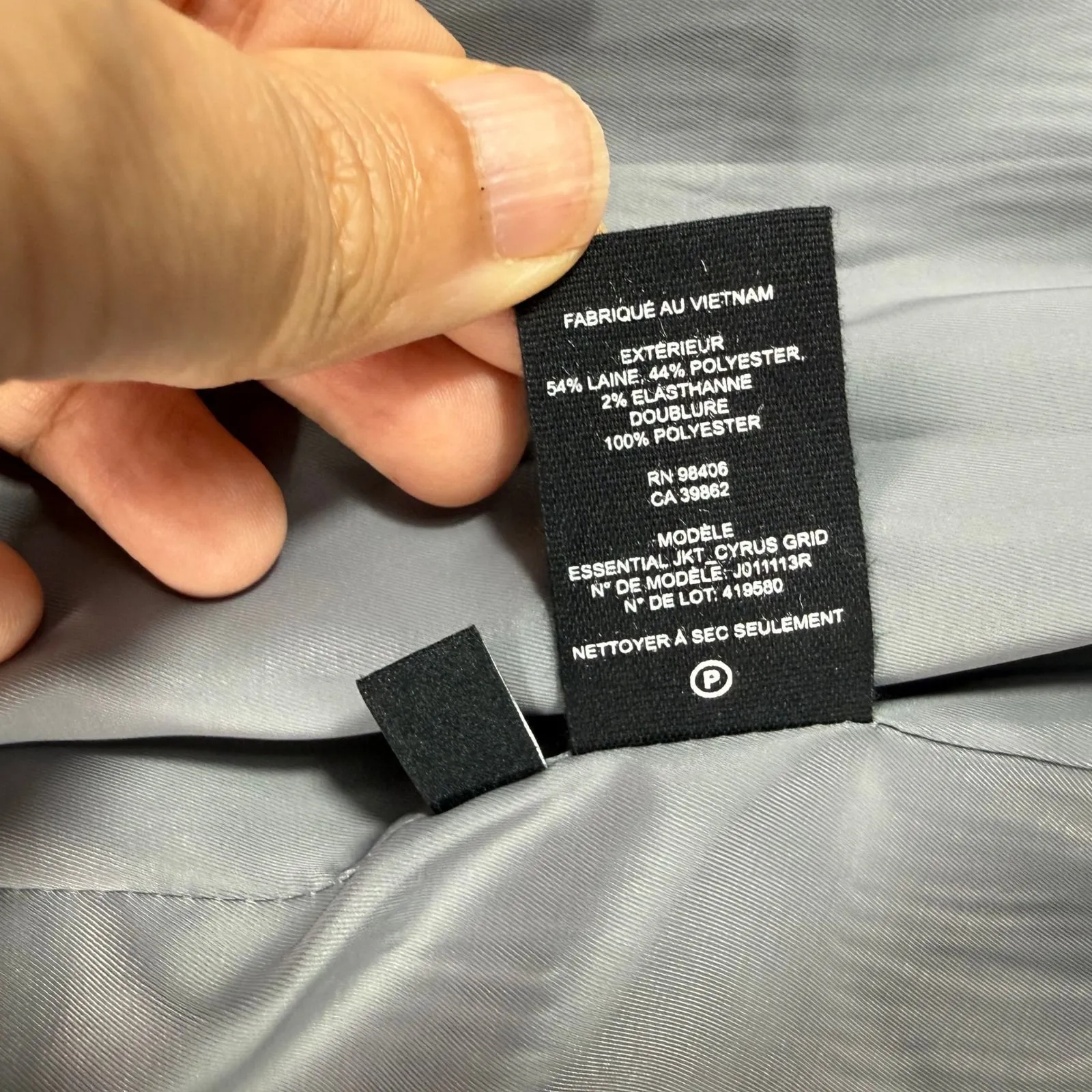 NWT Theory Essential Jacket Cyrus Grid Grey Wool Women Blazer Sz 10 Career‎ $395 - Image 4