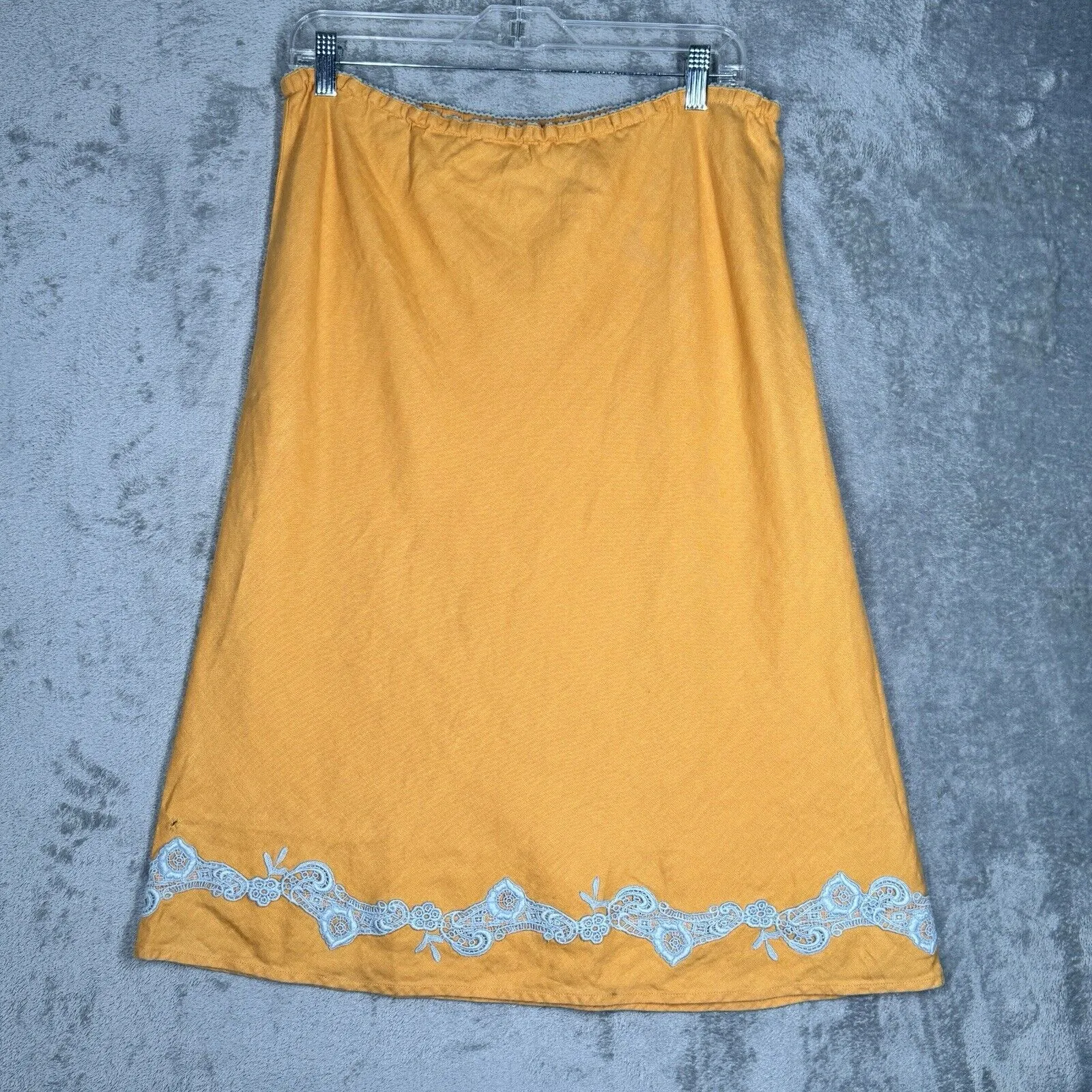 J. Jill Skirt Womens 8 Orange Blue Embroidery Linen‎ Cottagecore Boho Grunge - Image 2