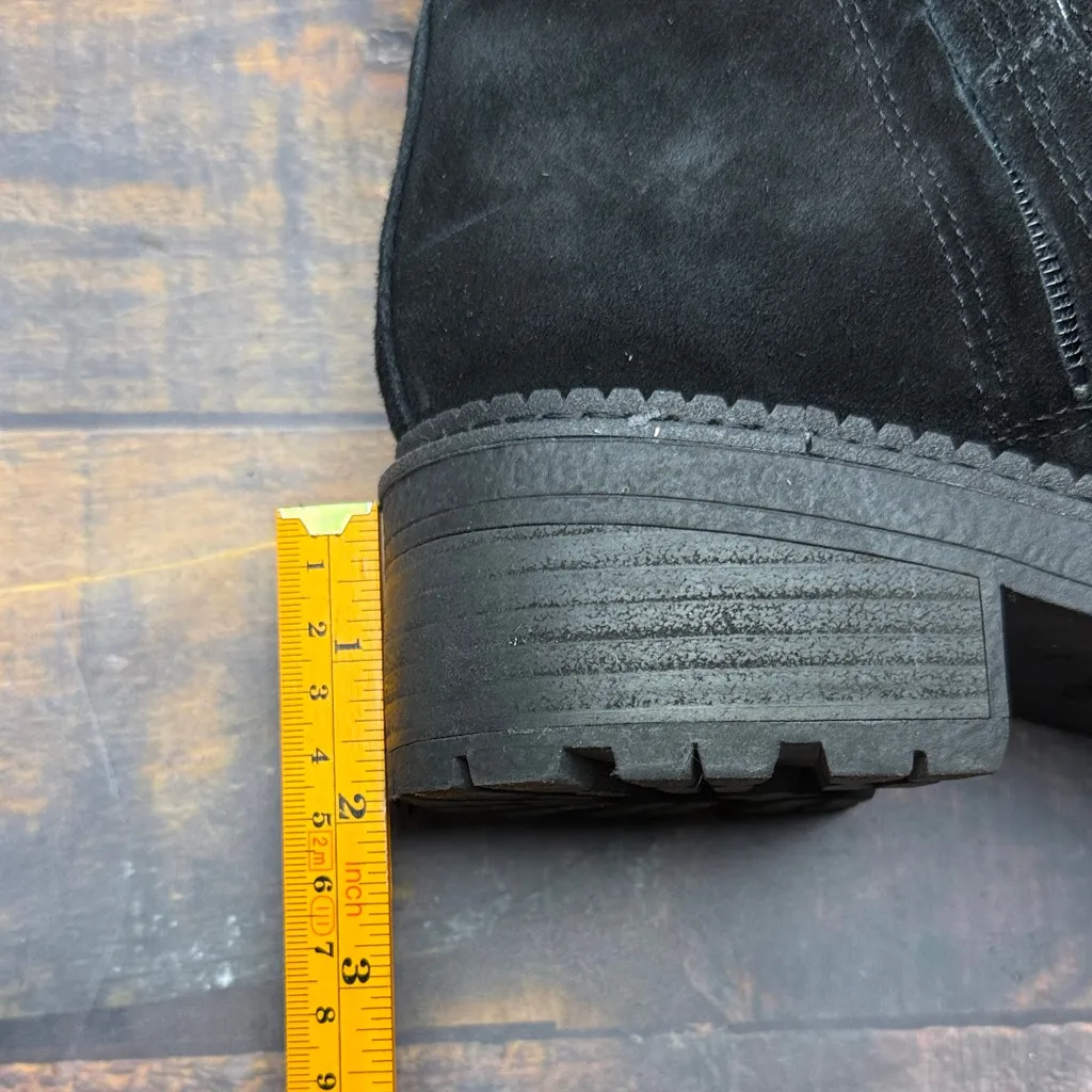 Sam Edelman Jailyn Black Suede Faux Fur Lined Mid-Calf Lug Sole Moto Boots 9.5M - Image 11