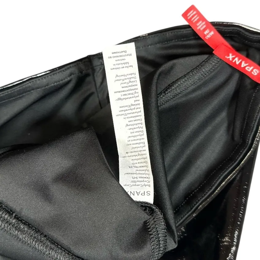 Spanx Faux Patent Leather Leggings Pants Black Women’s Medium Petite High Shine - Image 8