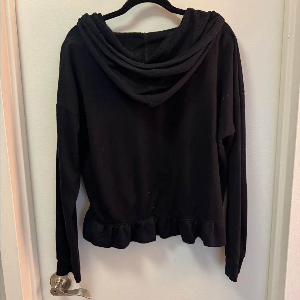 Free Press Flirty Ruffle Black Hoodie - Image 3