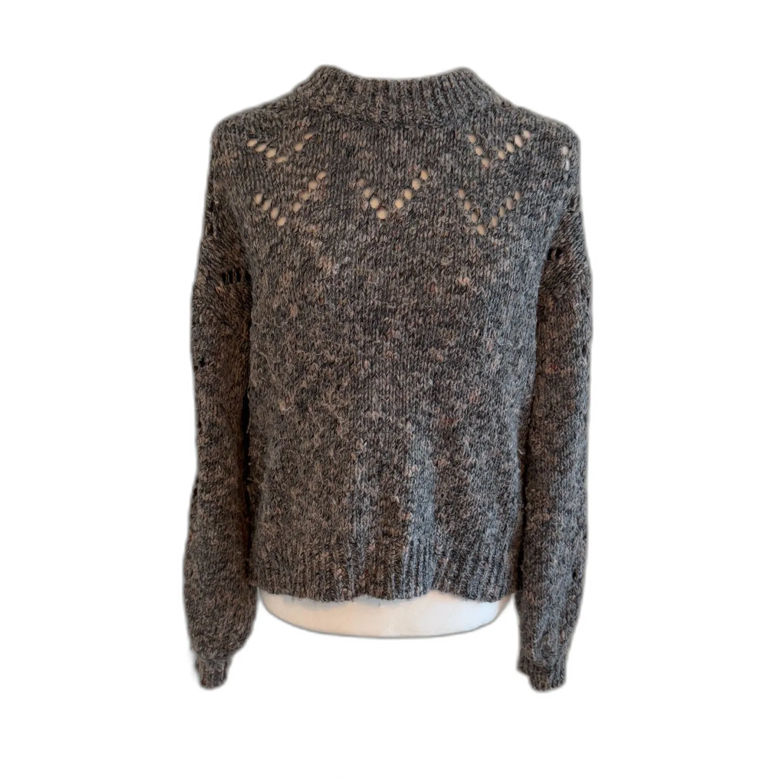 Madewell | Pointelle Bubble Sleeve Pullover Sweater Wool Blend Size Small - Image 2