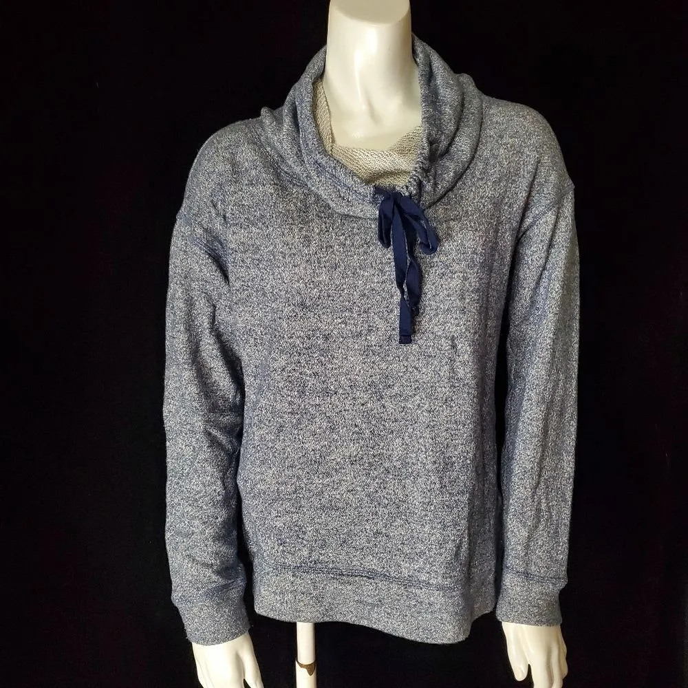 Old Navy Blue Heathered Cowl Neck Sweatshirt (S) - Image 2