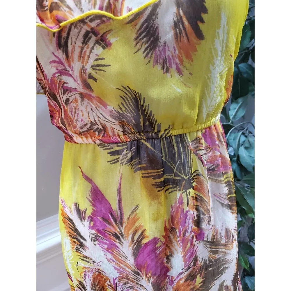 Charlotte Russe Women Yellow Polyester One Shoulder Off Knee Length Dress Size M - Image 3