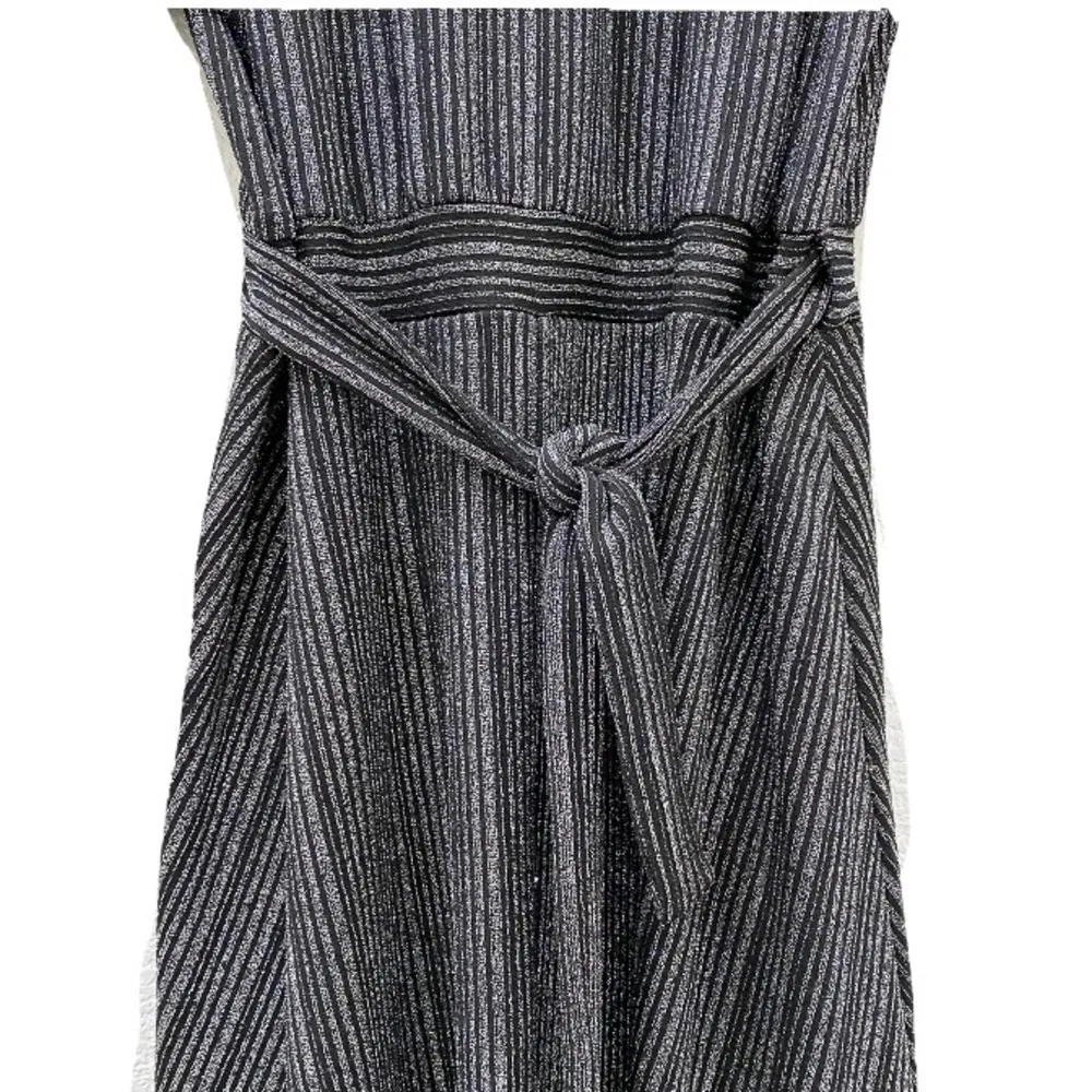 SPENSE Lurex Silver/Black Stripe Wrap Dress L Black Size L - Image 7