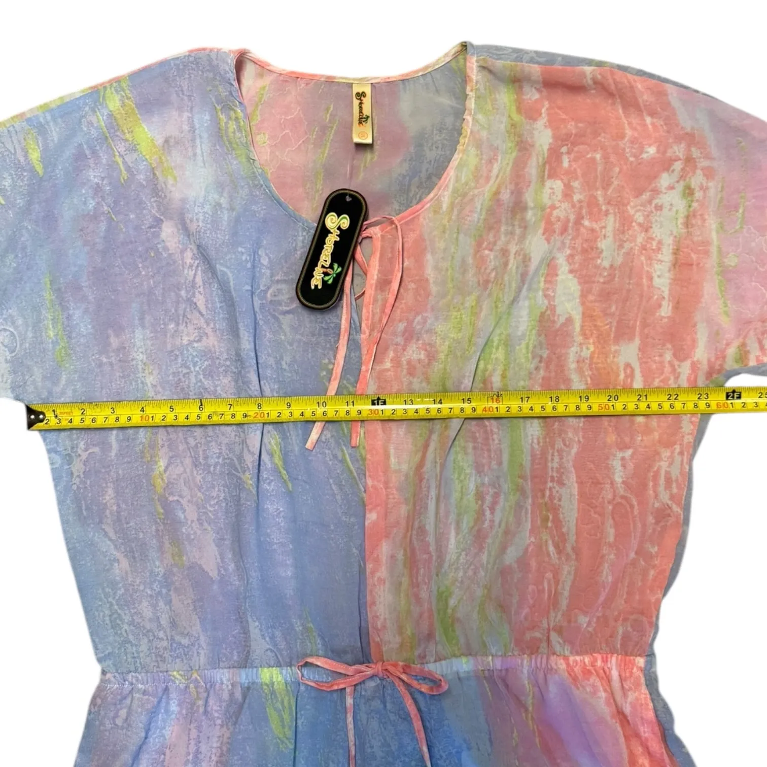 Shoreline Pink Blue Tie Dye Semi Sheer Swimsuit Cover Up Size 1X - Image 3