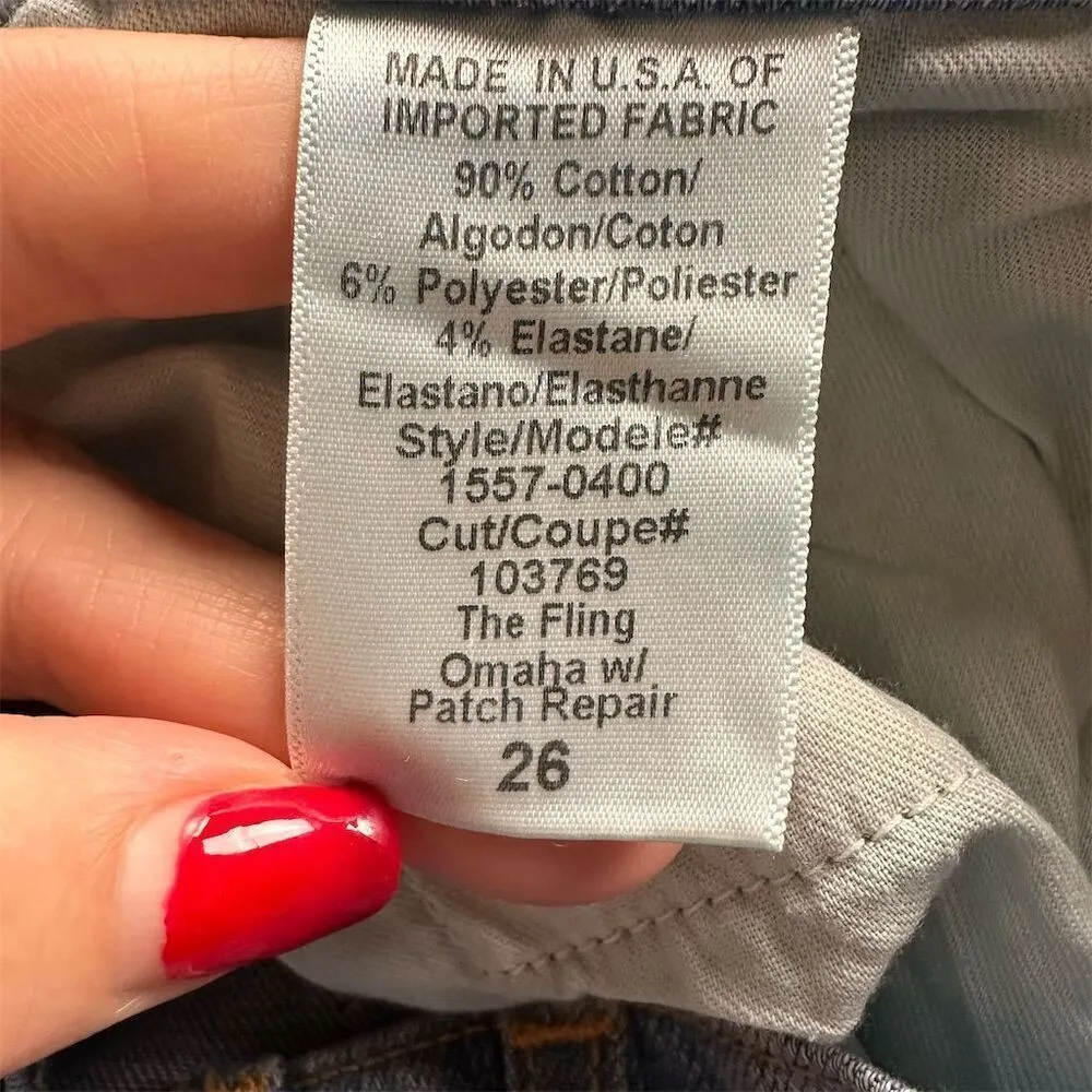 Current/Elliott Women's Le Fling Boyfriend Cropped Jeans Size 26 Patch Repair - Image 6