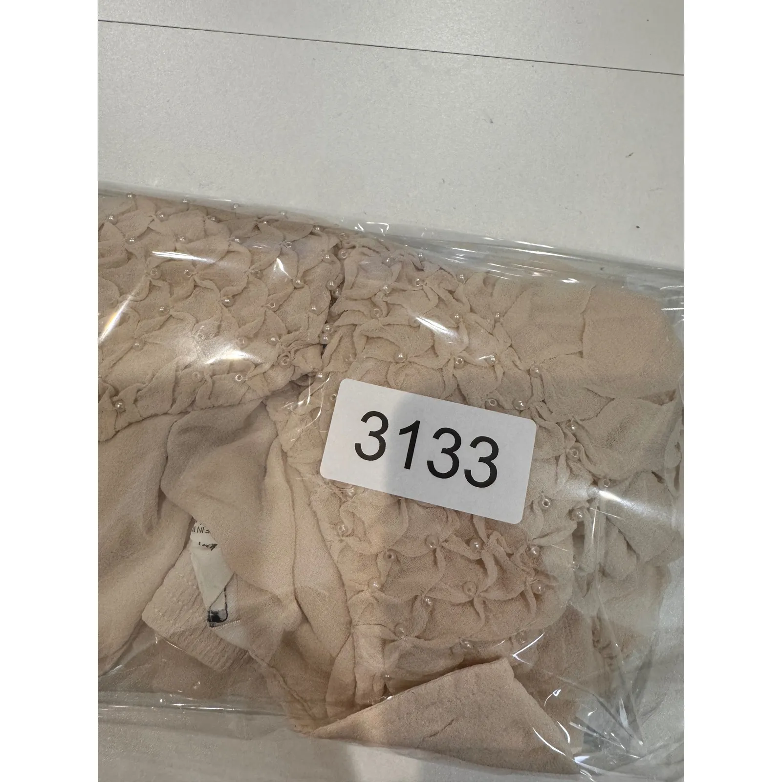 Club Monaco Womens Beige Smocked Sheer Long Sleeve Top Blouse 100% Silk XS - Image 8