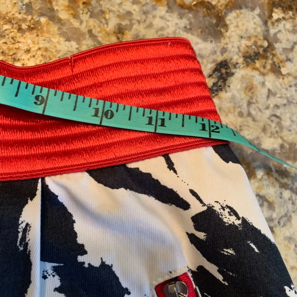 Midi Skirt Made in Italy size S 24 Black Red Elastic Waist Via Veneto - Image 5