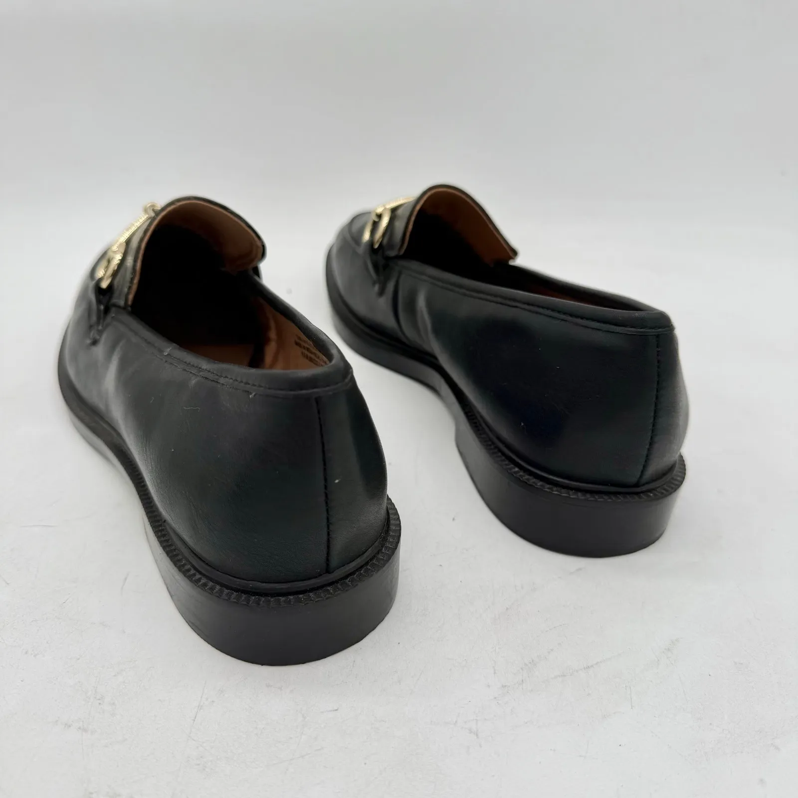 H&M Black Faux Leather Horsebit Loafers Women’s Size 8 Designer Classic Flats - Image 7