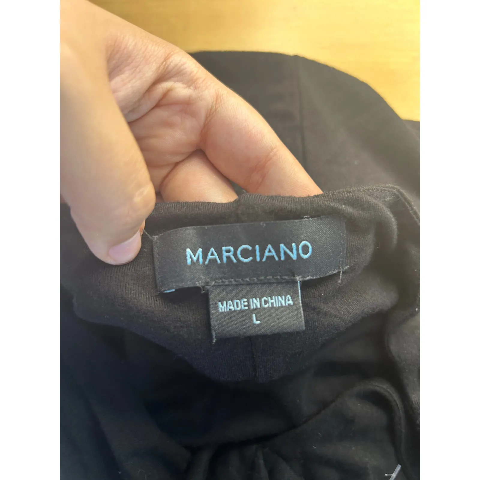 Marciano Dress Size Large Black Bodycon Stretch Knit Office Siren Dark Academia - Image 7