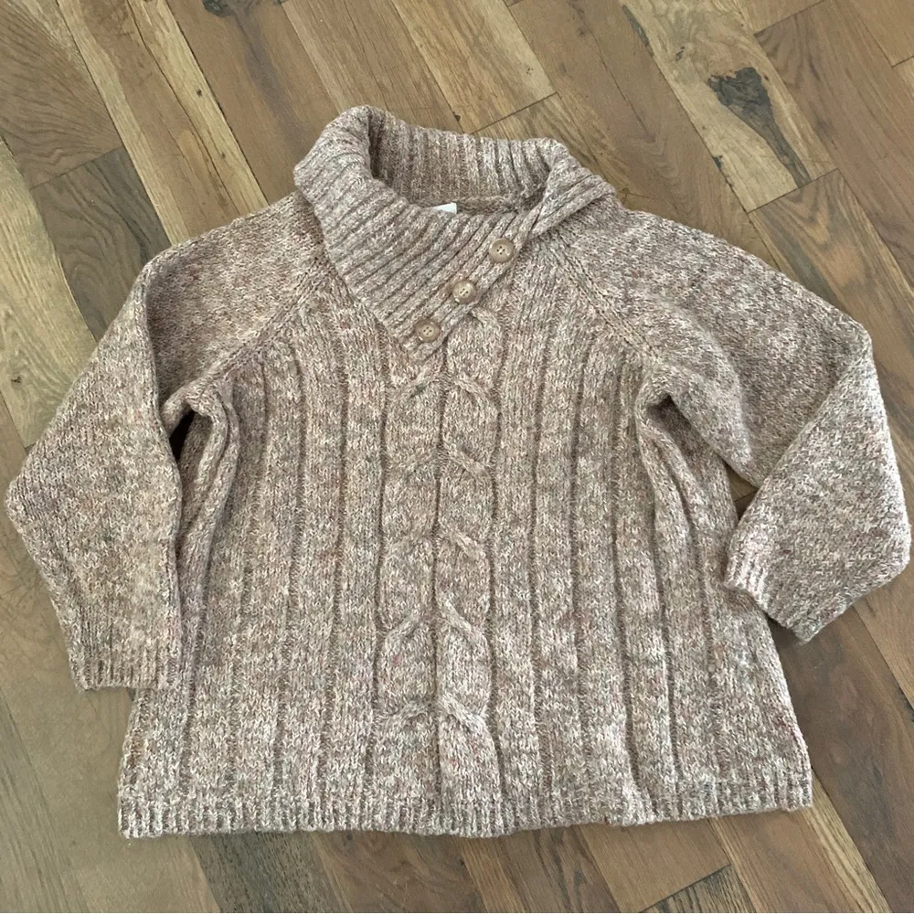 Dressbarn Womans Tan Rainbow Knit Turtleneck Sweater Size 14/16 - Image 4