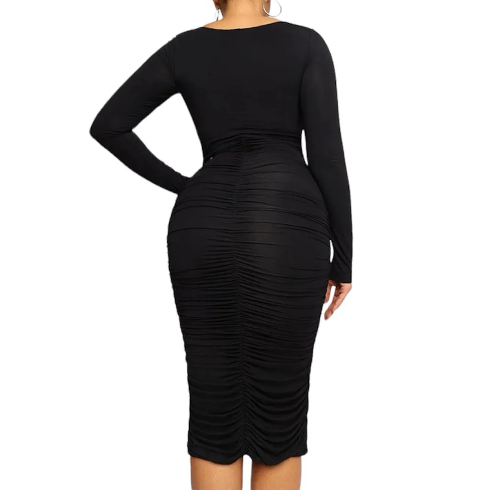 NWT Shapellx Smooth Ruched Shaping Dress black Sz M Size M - Image 3