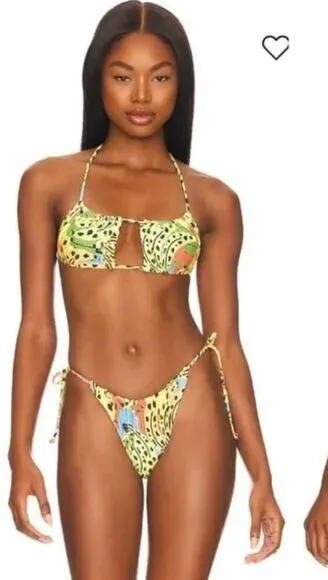 NEW SET Free People It's Now Cool Square Tie Bikini set, size L Yellow Size L - Image 1