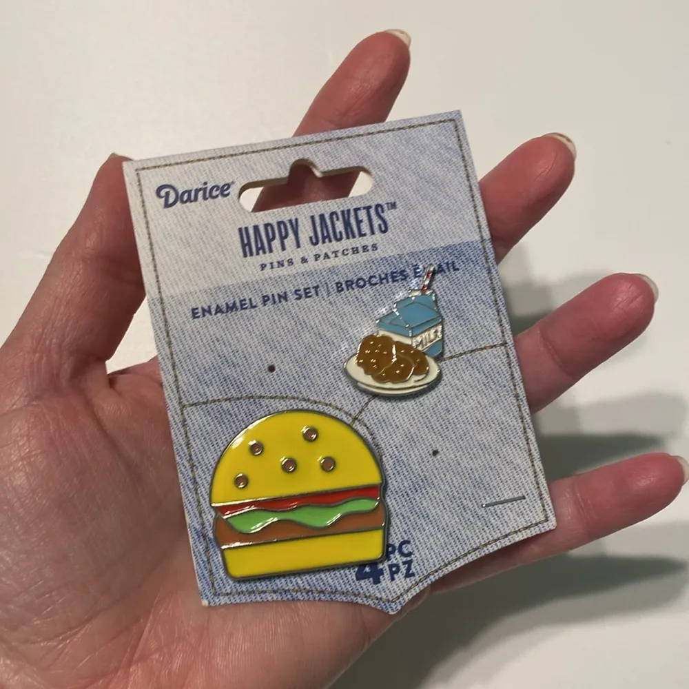 Darice Enamel Pin Set Burger and a plate of cookies & milk Yellow - Image 5