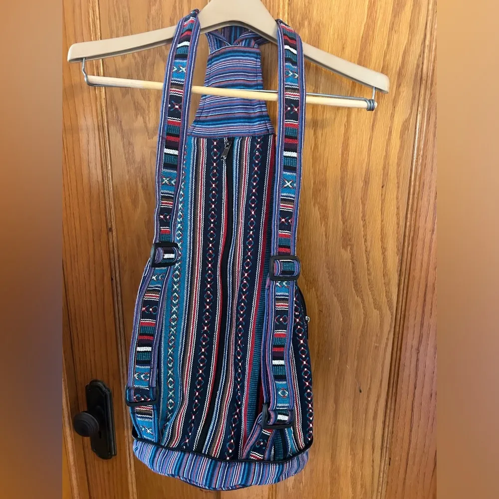 Boho hemp guitar bag backpack sun / moon hippie chic - Image 6