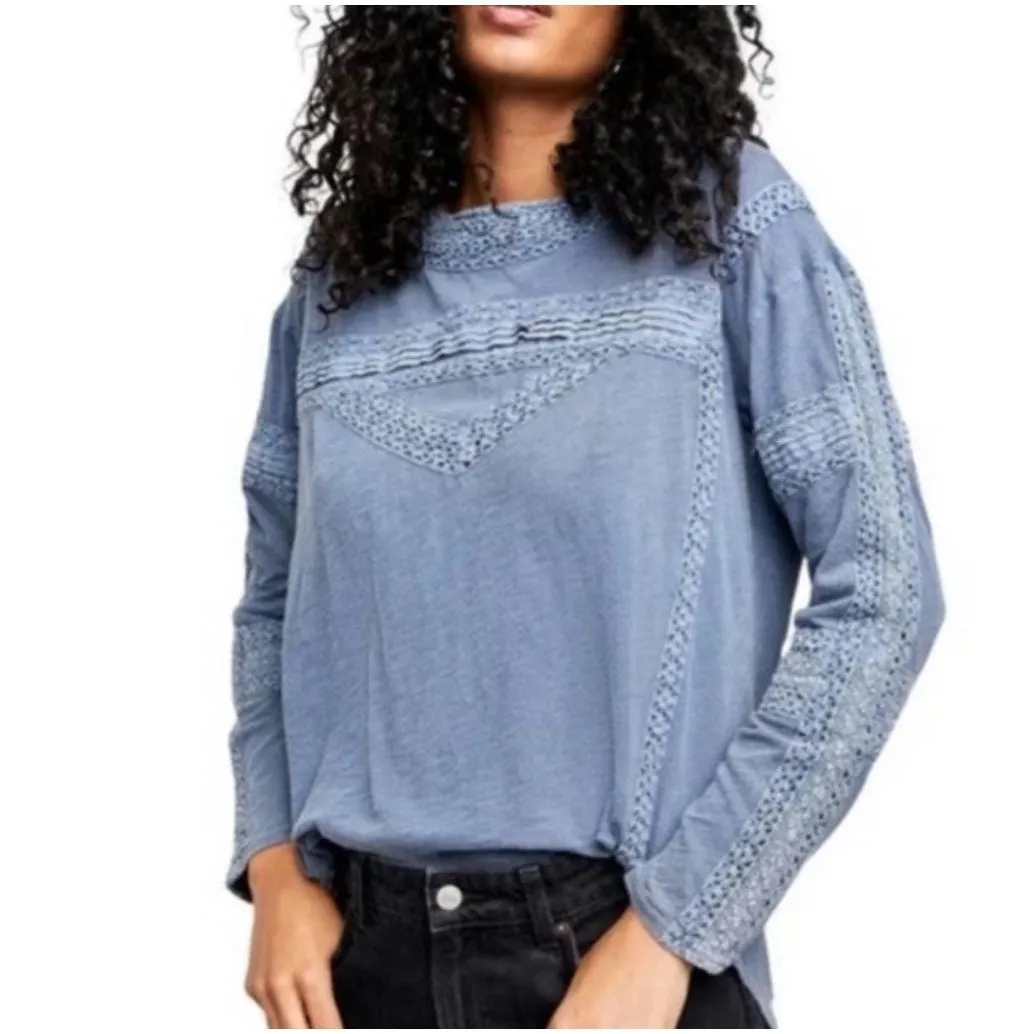 Free People Womens Boy Meets Girl Crochet Long Sleeve Top Pacific Coast XS‎ NWT - Image 3