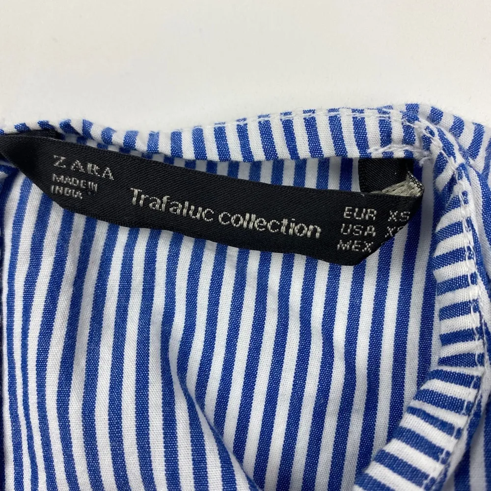 Zara Trafaluc Asymmetric Striped Dress Blue White Women’s Size XS - Image 8